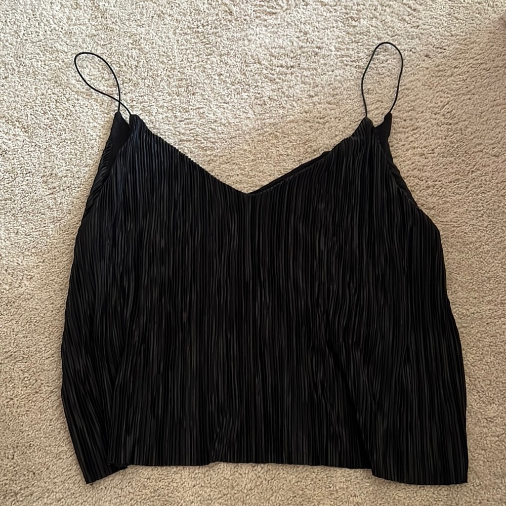 Silence + Noise black silky tank top with lining